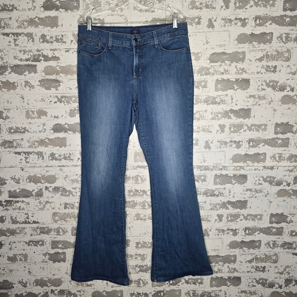 NYDJ Womens Flare Jeans Blue Medium‎ Wash Lift Tuck Technology Size 12 Denim